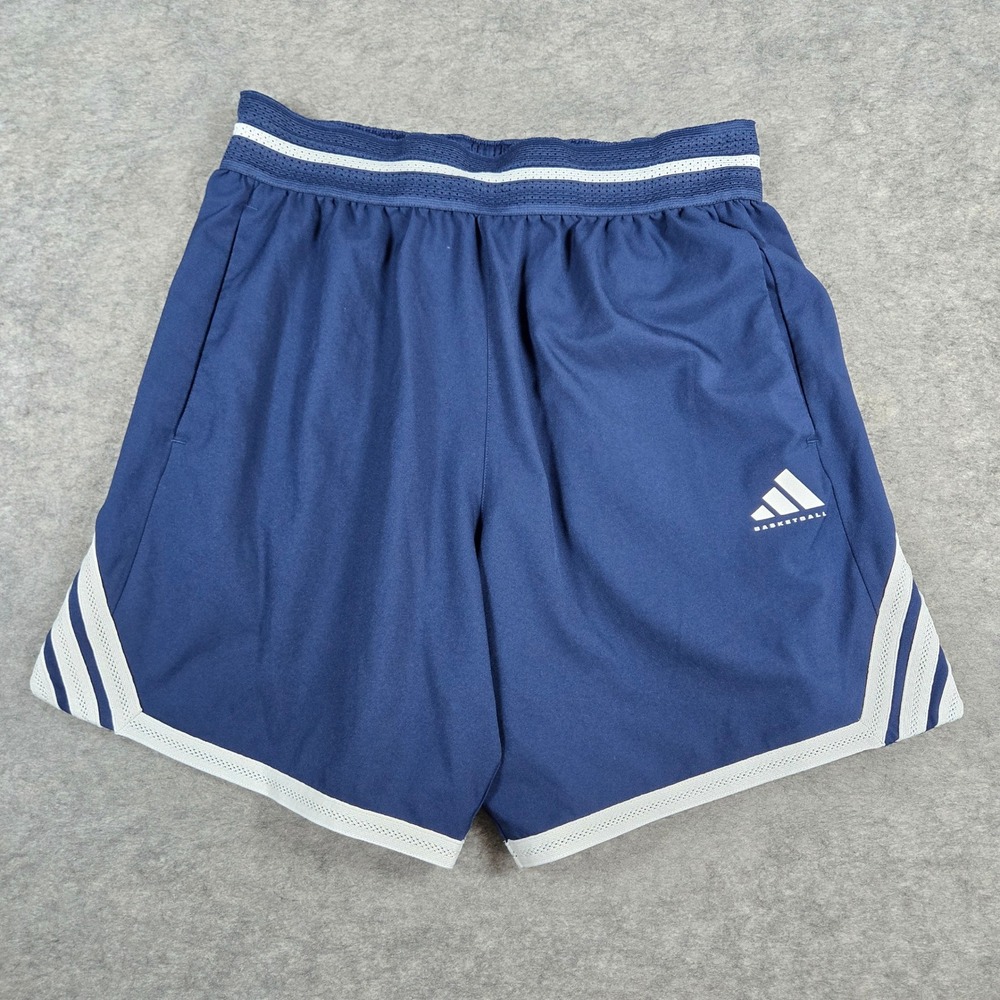 Adidas Mens Blue Basketball Loose Fit Athletic Shorts M 7"